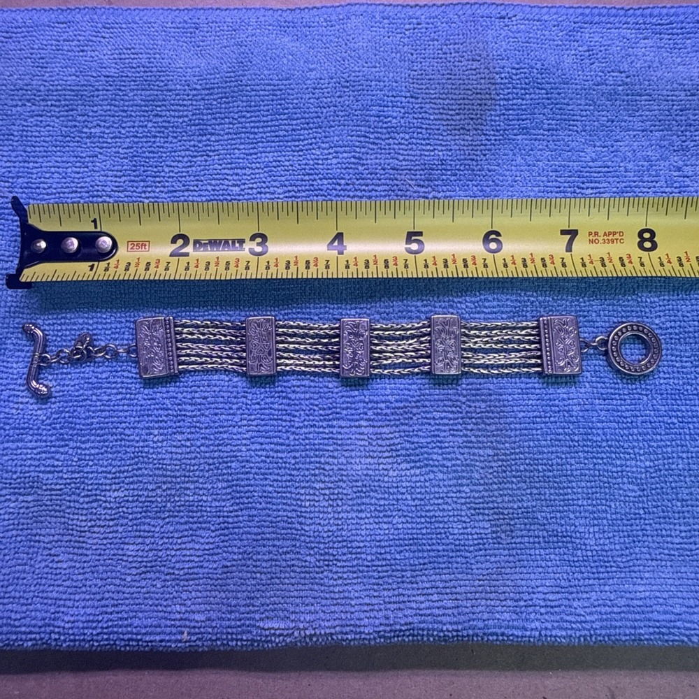 Vintage BRIGHTON French Quarter Seven Strand Silver Toggle Bracelet Retired